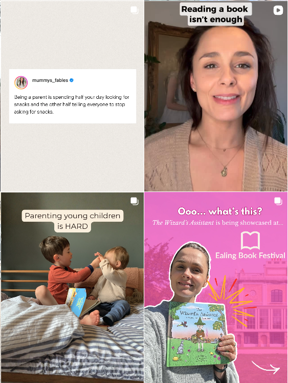 Instagram posts by Mummy’s Fables about using picture books to help children understand emotional, social and practical concepts