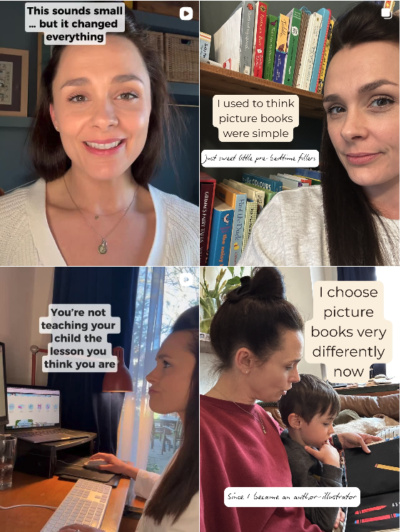 Instagram posts by Mummy’s Fables about using picture books to help children understand emotional, social and practical concepts
