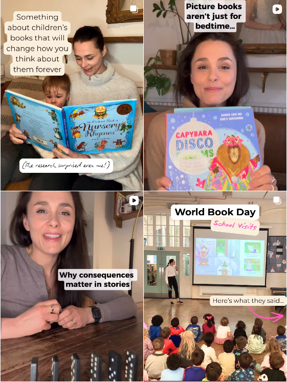 Instagram posts by Mummy’s Fables about using picture books to help children understand emotional, social and practical concepts