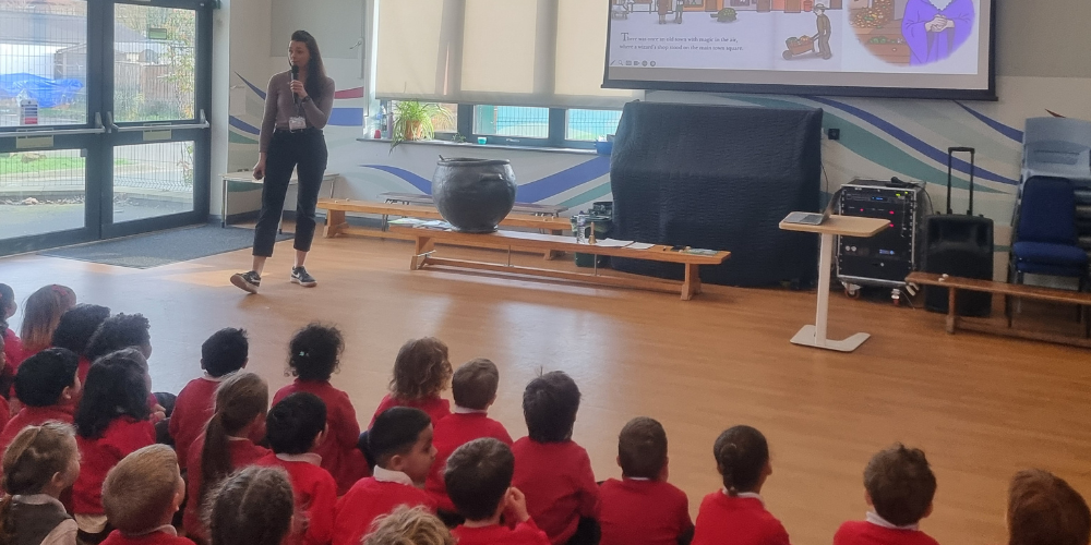 Mel delivering author visit workshop