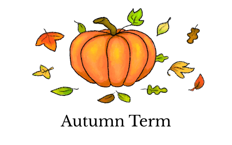 Illustration of pumpkin and leaves
